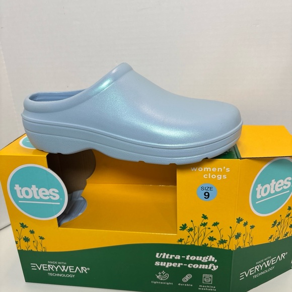 Totes Women Shimmer Blue Slip On Clogs - Picture 1 of 4